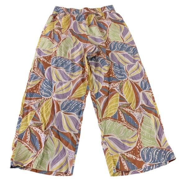 C & C California Pants Womens Size XL Floral Linen Wide Leg Pull On Casual Beach - Picture 1 of 11